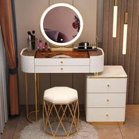 Coiffeuse moderne de luxe en bois, petite coiffeuse minimaliste pour chambre à coucher avec rangement