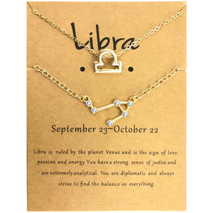 Bracelet et collier du zodiaque, signe du zodiaque Bélier Poissons, collier ras du cou, ensemble de bracelet, cadeaux d'anniversaire pour femmes <span class=keywords><strong>avec</strong></span> carte de message - Product Image 4