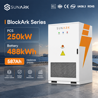 Armoire de stockage d'énergie à batterie 488 kWh 250 kW avec batterie LifePo4 haute tension 587 Ah pour le redressement des pics de consommation solaire et le soutien au réseau