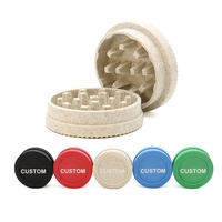 Moulin à herbes et épices manuel portable en plastique biodégradable de 63 mm, 2 pièces, avec logo personnalisé, écologique, 56,5 g, pour tabac – Vente en gros