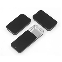 Boîte en métal à couvercle coulissant noire, argentée et blanche en gros, personnalisable avec logo, pour rangement de clés USB, écouteurs, cure-dents, badges