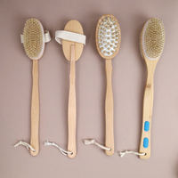 Brosse de bain exfoliante pour adultes en poils de porc, brosse corporelle sèche à long manche pour le dos, vente chaude