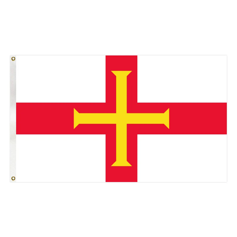 3x5FT Poliester Harga Murah Bendera Negara Guernsey dan Bendera Nasional dengan Dua Grommet