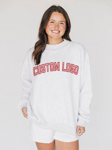 Fashion Ladies <b>Mock</b> <b>Neck</b> Sweatshirt Custom Plaid Letter Applique Loose Fit Long Sleeve Pullover Casual Fleece <b>Top</b> - Product Image 2