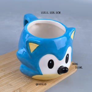 Ceramic Porcelain <strong>Sonic</strong> Hedgehog Animal Head <strong>Mug</strong> 3D Anime &amp; American Style Eco-Friendly QH with Straw Cap Spoon Tea Party Gifts - Product Image 6