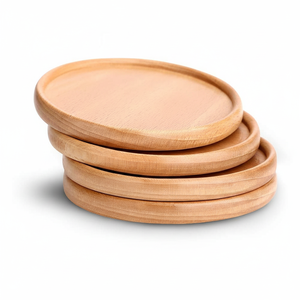Posavasos de madera con soporte de almacenamiento, juego de posavasos de madera de haya con aislamiento térmico y antideslizantes, con caja de madera. - Product Image 1