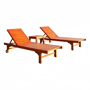 Mobilier d'extérieur moderne Jardin portable Hôtel Balcon <span class=keywords><strong>Piscine</strong></span> Chaises longues en bois avec roues - Product Image 3