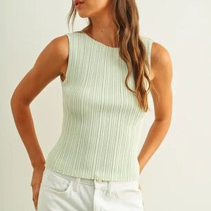 Canotta da donna personalizzata estiva casual traspirante a tinta unita in maglia a costine girocollo senza maniche aderente con logo frontale - Produttore - Product Image 3