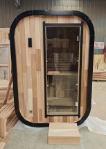 Sauna en bois massif pour 2 personnes, verre panoramique noir, chauffages TOULE & Harvia, sauna vapeur humide pour usage intérieur et extérieur - Product Image 4
