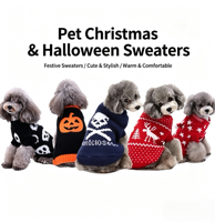 Sweater Rajut Natal Kustom Grosir untuk Hewan Peliharaan, Pakaian Hewan Peliharaan Lucu Anti Dingin untuk Musim Gugur dan Musim Dingin