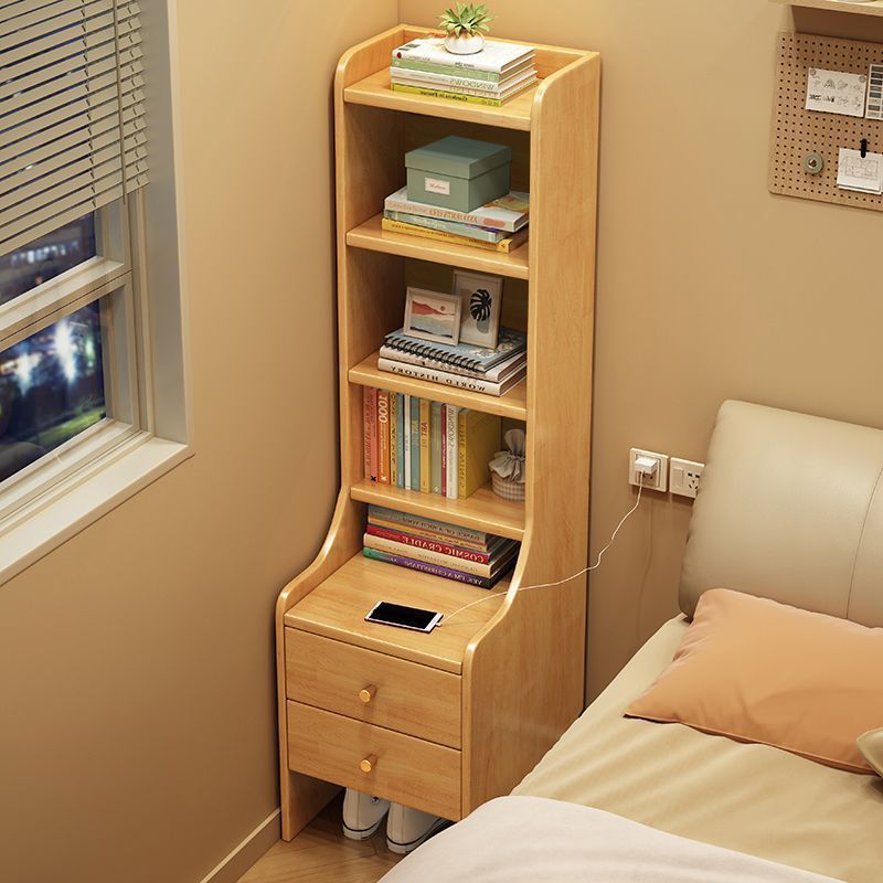 Three-tier bedside table [natural wood color]