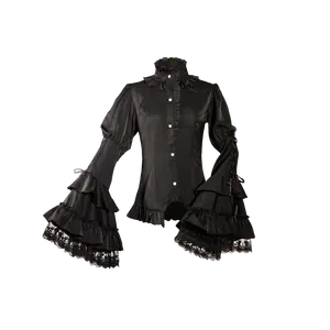 Лолита рубашка с длинными рукавами для женщин в готическом стиле кружевная блузка