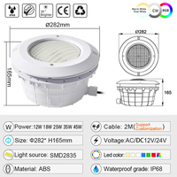 Lampe de piscine encastrée RGB à télécommande AC 12V, submersible, 12W, 18W, 25W, 35W, 45W, éclairage LED pour piscine de haute qualité