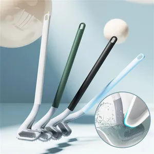 Silicone Head Toilet Brush for Bathroom Golf Clubs Shape Long Handle Wall-Mounted Holder Hole Toilet Brushes Seamless Cleaning