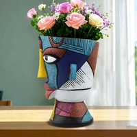 Picasso-Stil Abstrakte Gesichts-Harzvase Nordische Kreative Menschliche Porträt-Blumenvase Heimdekoration Moderne Kunstskulptur Handgemalt