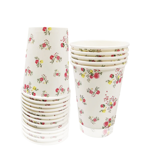 Anyite bianco belle piccole tazze di carta floreale monouso Wildflower coppe per ufficio uso quotidiano di nozze festa di compleanno decorazione - Product Image 3