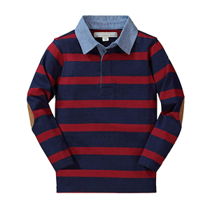 Chemise à manches longues en coton 100% tricoté, rayée, personnalisable, pour broderie de logo, design professionnel, loisirs, golf, sport, pour hommes - Product Image 1