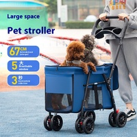 Poussette pour animaux de compagnie pour chien de taille moyenne à quatre roues écologique légère pliable en tissu Oxford capacité de 20kg ajustement universel pour les sorties