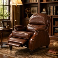 Fauteuil inclinable en cuir de style américain robuste avec cadre en acier et repose-pieds extensible, canapé de salon
