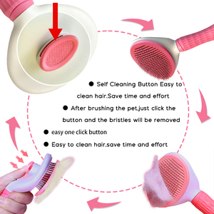 Brosse lissante pour chien à un bouton, brosse de nettoyage et de toilettage pour animaux de compagnie - Product Image 4