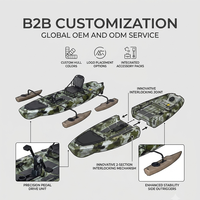 Kayak de pêche modulaire en HDPE personnalisé avec stabilisateur à flotteurs détachable, canoë certifié CE, bateau à moteur de pêche au trolling camouflage