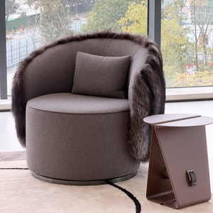 Poltrona Moderna Nordica Personalizzabile per Soggiorno, Design Originale in Pelliccia <span class=keywords><strong>e</strong></span> Tessuto, Sedia Singola d'Accento - Product Image 1