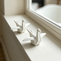 Décoration de meuble TV : Statues de grue en papier en porcelaine or et argent, miniatures, pour l'aménagement intérieur moderne