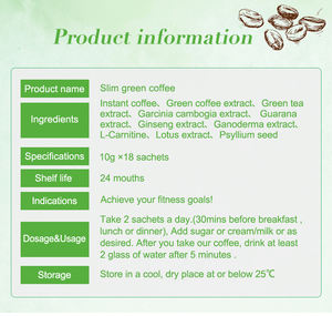 Proveedor de Café Adelgazante Natural de Moringa, Café para Quemar Grasa con Garcinia Cambogia, Fabricante de Café Verde Adelgazante Efectivo - Product Image 2