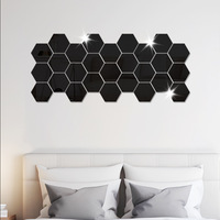 Hexagonal Acrylic 3D Self-Adhesive Mirror Art Deco Design for Living Room and Bedroom Background Wall Soft Mirror Home Decor