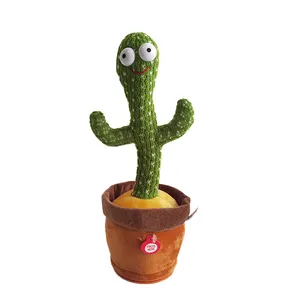 Vendita al dettaglio carino farcito vaso di fiori torsione danza Cactus bambola parlare musica di canto danza Cactus peluche