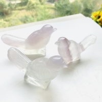 Vente en gros artisanat folklorique naturel sculpture en cristal animal lavande fluorite oiseau pour la décoration