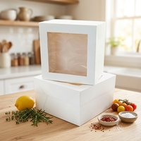 Boîtes à pâtisserie personnalisées en papier kraft rigide blanc imprimé, pour biscuits, desserts, petites gourmandises, avec fenêtre