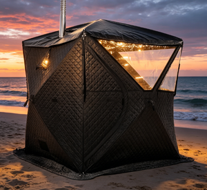 Carpa de Sauna Vanace 420D, Carpa Portátil Resistente para Exteriores con Estufa de Leña para Grupos de 4-6 Personas - Product Image 1