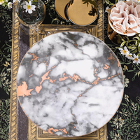 FENN Décoration de mariage de haute qualité Assiette à dîner en marbre en céramique personnalisée avec bord doré Ensemble de vaisselle de luxe pour la maison et la cuisine