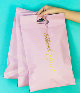 Bolsas de Plástico para Envíos de Ropa con Logotipo de Agradecimiento en Color Rosa, Bolsas de Envío con Asa para Entrega Exprés - Product Image 4