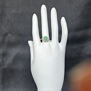 Bague ajustable en argent plaqué 925 de style antique, filigrane en jade, motif floral complexe, inspiration vintage, bague pour femme, jadéite - Product Image 1