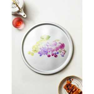 Bandeja Circular de aluminio Retro sostenible de 43cm, plato moderno antiguo ecológico, acero inoxidable, cuero, madera, latón, Metal - Product Image 1