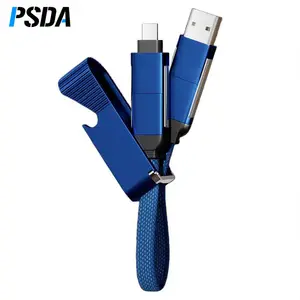 PSDA 6 In 1 Pembuka Botol Kabel Pengisi Daya Cepat untuk Huawei Micro USB Tipe C Kabel Pengisi Daya Multi Port Usb Pengisi Daya Banyak Usb