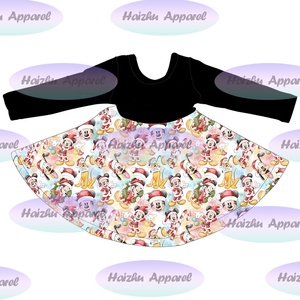 Wholesale Children's Woolen <b>Summer</b> ODM Girl's Twirl <b>Dress</b> Pink Valentine's Day Printed Long Sleeve - Product Image 6