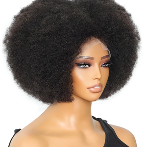 Peluca de Cabello Humano Afro Rizado Corto y Barato 13*4, Peluca de Encaje con Corte Pixie Bob, Cabello Humano para Mujeres Negras, Peluca de Cabello Brasileño Wigirl <span class=keywords><strong>Dee</strong></span> - Product Image 1