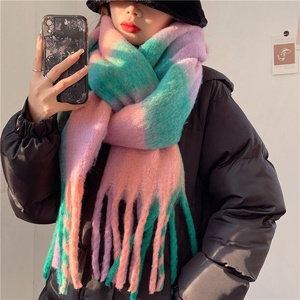 Sciarpa in Cashmere <span class=keywords><strong>Plaid</strong></span> di grande spessore da donna autunno inverno colorata soffice sciarpa lunga alla moda stampata per ragazze Logo personalizzato - Product Image 2