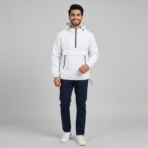 2026 100% Polyester <b>Half</b> <b>Zip</b> Windbreaker <b>Men's</b> Anorak <b>Jacket</b> Custom Comfortable Running Pullover <b>Jacket</b> - Product Image 1