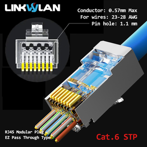 Connecteur modulaire <span class=keywords><strong>RJ45</strong></span> 8P8C Linkwylan UTP FTP STP avec trous de 1.0, 1.1, 1.3, 1.5 mm pour Cat5e, Cat6, Cat6A, Cat7, type EZ Pass-Through à perforation - Product Image 4