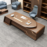 Bureau de direction moderne et écologique sur mesure de 2,4 m pour PDG/directeur, avec table et armoires en MDF.