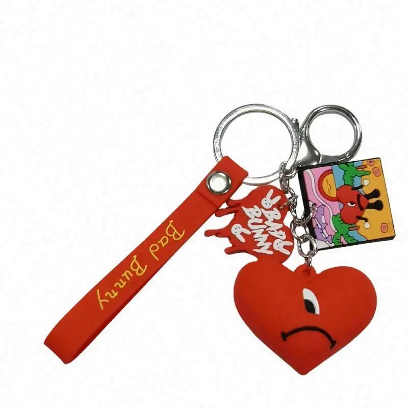 wholesales hot 3D anime cartoon keychain for boy girl gifts key ring cute pendants key holders bad bunny keychain