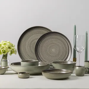European Fine Ceramic Plates Set Wholesale Porcelain Dinner Sets Luxury Hotel Crockery Dinnerware Sets
