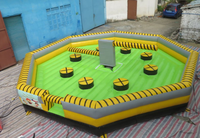Jeu d'évasion gonflable jeux de puissance smash gonflables avec marteau jeu de fusion gonflable avec machine rotative pour enfants/adultes