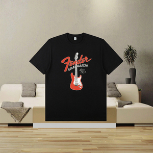 New Electric <b>Guitar</b> Printed Men's Cotton Short Sleeve Breathable Casual <b>T</b>-<b>shirt</b> 180g Youth Fashion Street Hip Hop Wholesale - Product Image 3