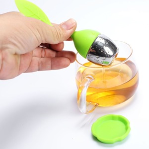 Infuseur à thé en forme de feuille, en acier inoxydable et silicone, filtre à herbes pour la cuisine, accessoires - Product Image 5