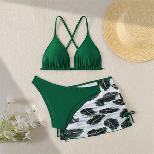 Ingrosso 2025 per bambini costumi da bagno Custom Logo costumi da bagno pianta stampa 3 pezzi Beachwear vita alta per adolescenti ragazze <span class=keywords><strong>Bikini</strong></span> per bambini - Product Image 4